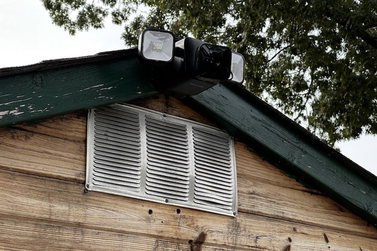 a photo of Blink Outdoor Floodlight Camera on a shed